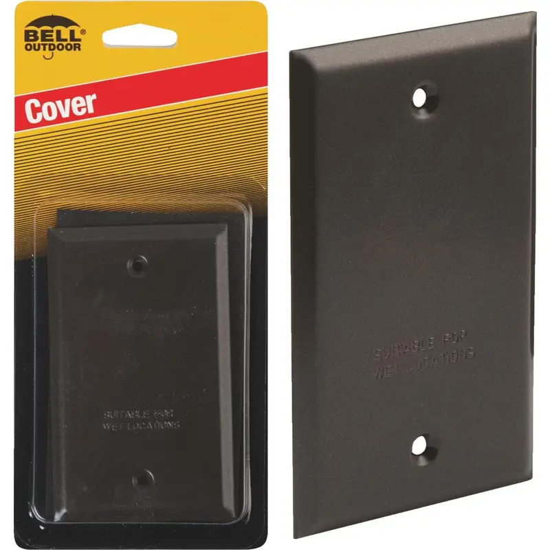 Bell Single Gang Rectangular Die-Cast Metal Bronze Blank Outdoor Box Cover 1