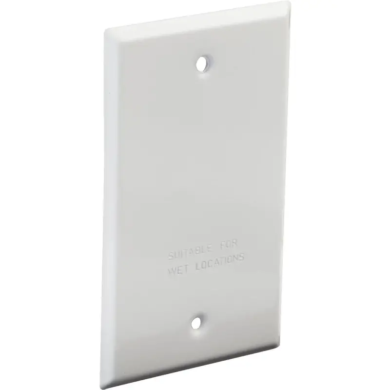 Bell Single Gang Rectangular Die-Cast Metal White Blank Outdoor Box Cover, Shrink Wrapped 1