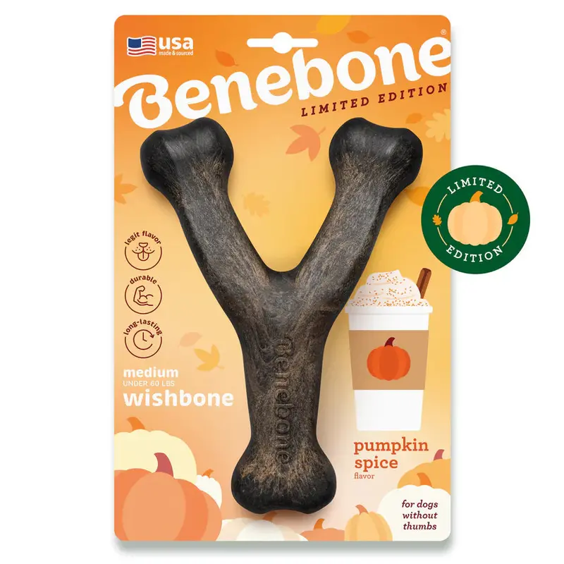Benebone  Pumpkin Spice Wishbone Limited Edition Durable Dog Chew Toy 1