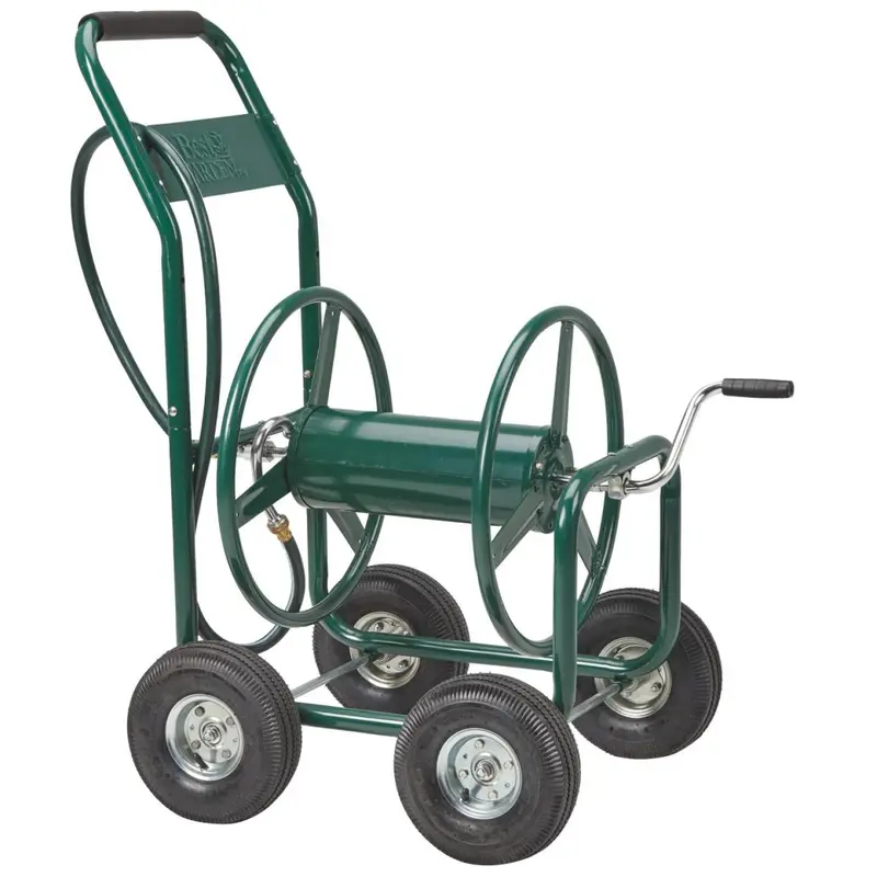 Best Garden 300 Ft. X 5/8 In. Green Metal 4-Wheel Portable Hose Reel 1