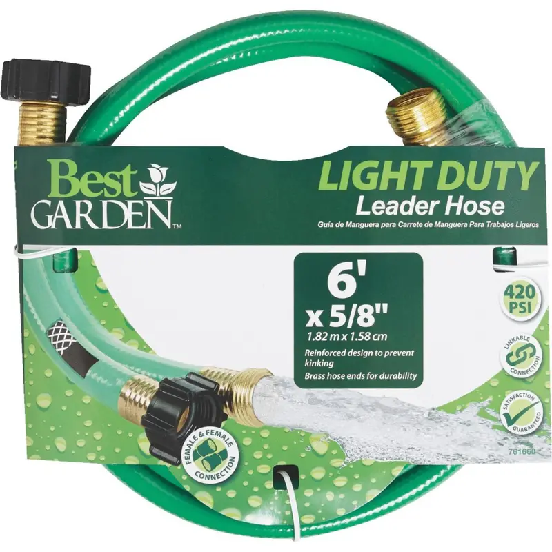 Best Garden 5/8 In. Dia. X 6 Ft. L. Leader Hose With Male & Female Couplings 1