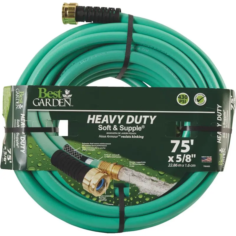 Best Garden 5/8 In. Dia. X 75 Ft. L. Heavy-Duty Soft & Supple Garden Hose 1