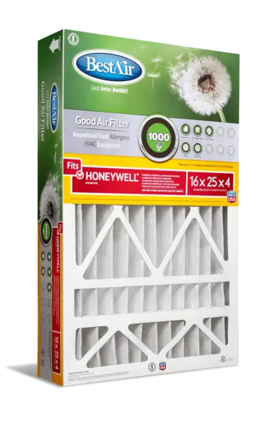 Bestair® 16 X 25 X 4, Air Cleaning Furnace Filter, Merv 8, Removes Allergens & Contaminants, For Honeywell Models 1