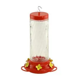 Bird Feeder, Hummingbird, Clear Swirl Glass, 30-Oz. 1