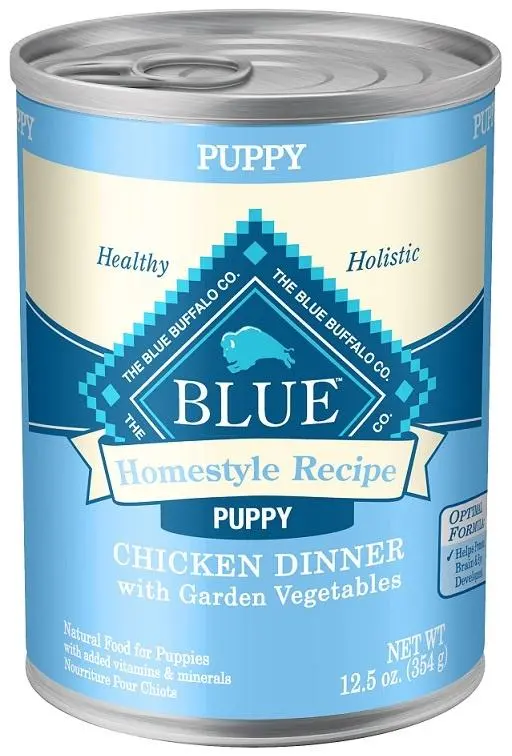 Blue Buffalo Homestyle Puppy Chicken Dinner With Garden Vegetables And Brown Rice Recipe Canned Dog Food 1