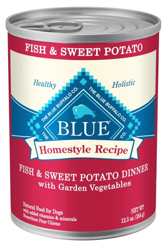 Blue Buffalo Homestyle Recipe Fish & Sweet Potato Dinner With Garden Vegetables Canned Dog Food 1