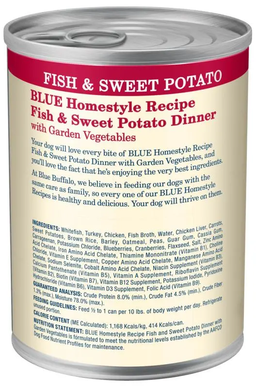 Blue Buffalo Homestyle Recipe Fish & Sweet Potato Dinner With Garden Vegetables Canned Dog Food 2