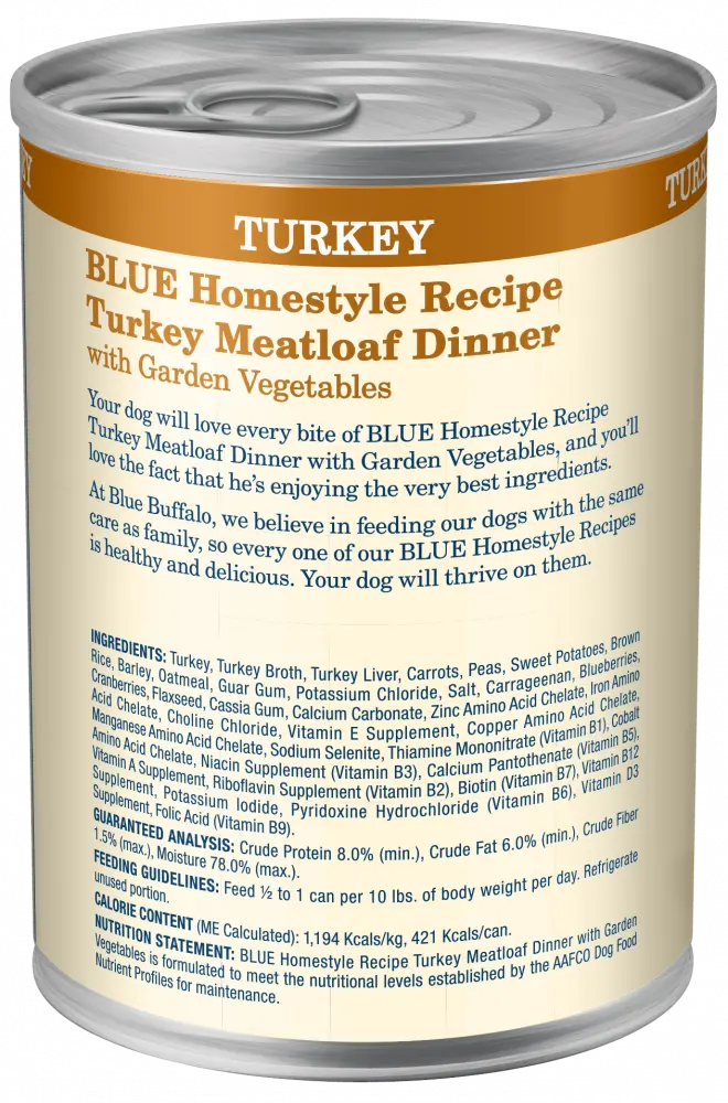 Blue Buffalo Homestyle Recipe Turkey Meatloaf Dinner With Carrots And Sweet Potatoes Canned Dog Food 2