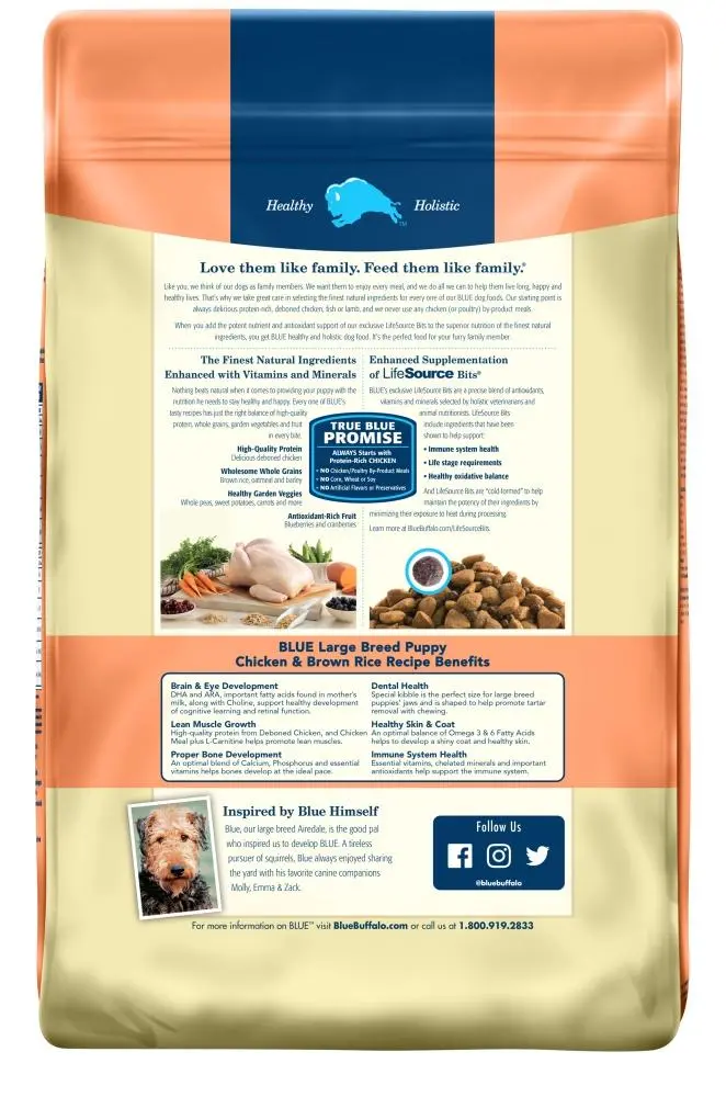 Blue Buffalo Life Protection Natural Chicken & Brown Rice Recipe Large Breed Puppy Dry Dog Food 2