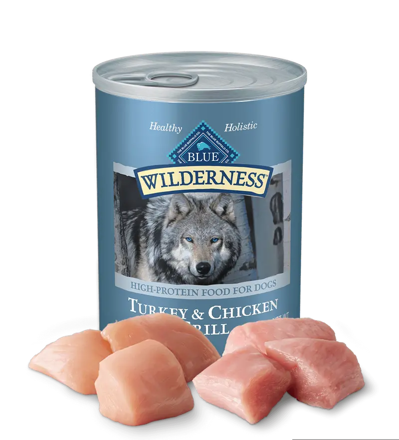 Blue Buffalo Wilderness Grain Free Canned Dog Food, Turkey And Chicken Grill Recipe (12X12.5 Oz) 1