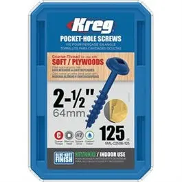 Blue-Kote Pocket Hole Screws, 2-1/2-In., #8 Coarse, Washer-Head, 125-Ct. 1