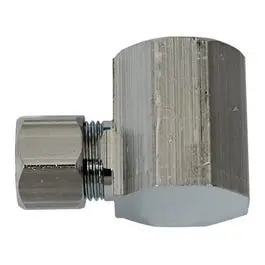 Brass Compression Angle Connector, Chrome-Plated, Lead-Free, 1/2 Fpt X 3/8-In. Od 1