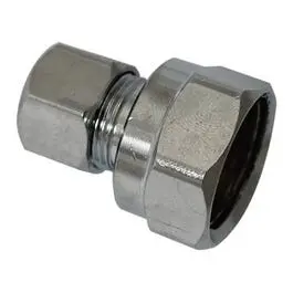 Brass Compression Straight Connector, Chrome-Plated, Lead-Free, 1/2 Fpt X 3/8-In. Od 1
