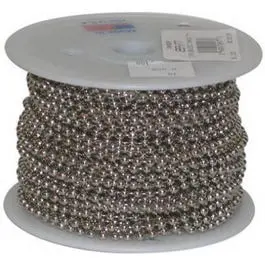 Brass-Plated Steel Beaded Chain, #6, 100-Ft. 1