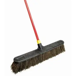 Bulldozer Push Broom, Soft Sweep, Polypropylene Fibers, Red Handle,  24-In. 1