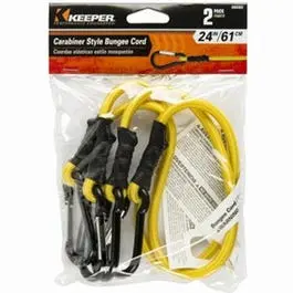 Bungee Cord, Mini Carabiner Hook, Orange, 24-In., 2-Pk. 1