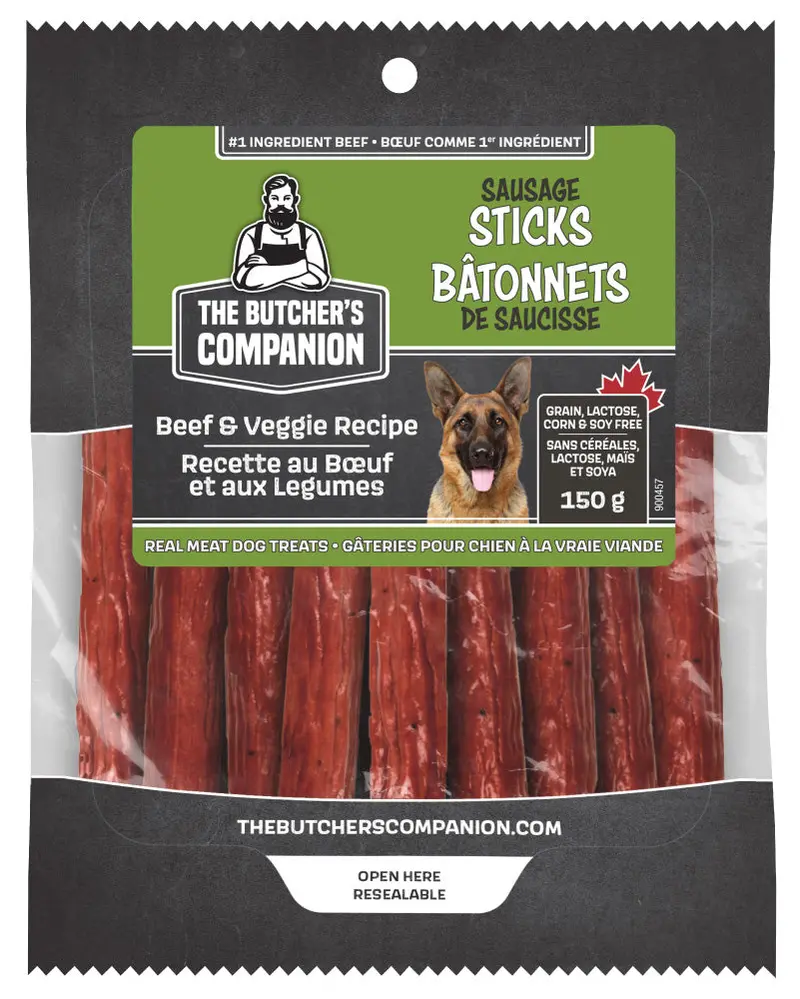 Butcher's Companion Dog Sausage Sticks Beef & Veggie 5.29Oz 1