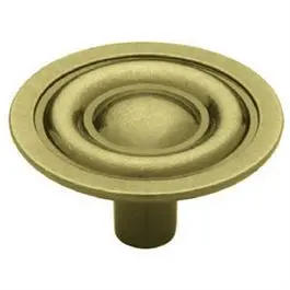 Cabinet Knob, Target Round, Antique Brass, 1-5/16-In. 1