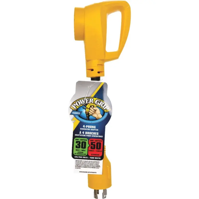Camco Power Grip 30/50A 4-Prong Dogbone Rv Generator Adapter 1