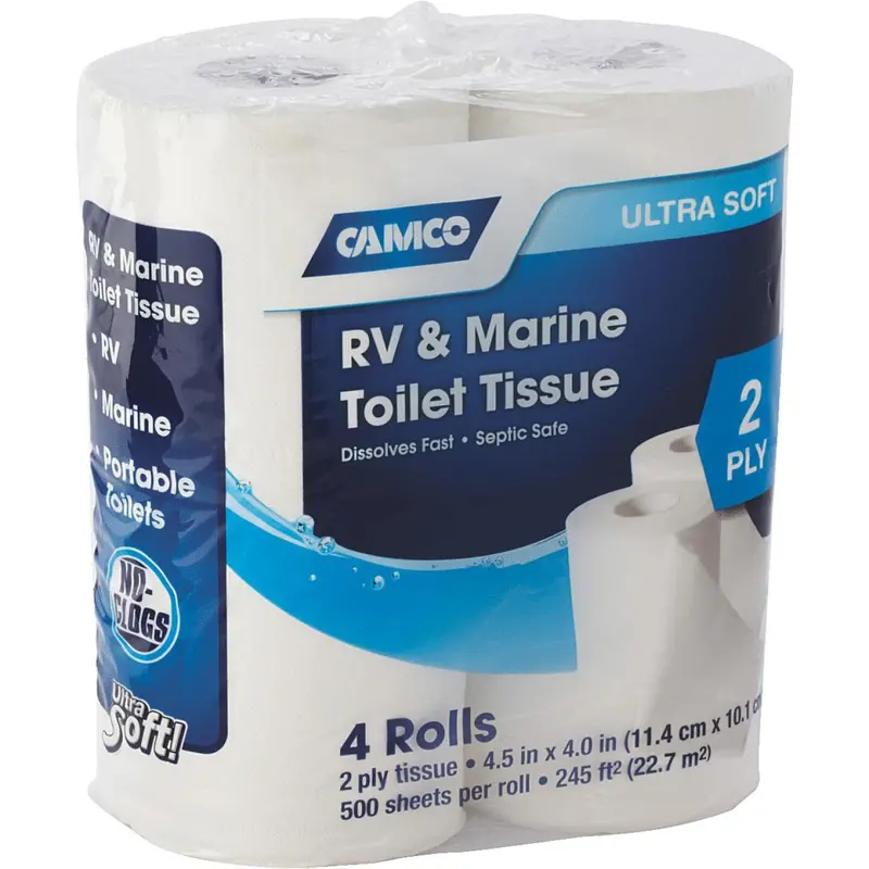 Camco Rv & Marine 2-Ply Toilet Paper (4 Regular Rolls) 1