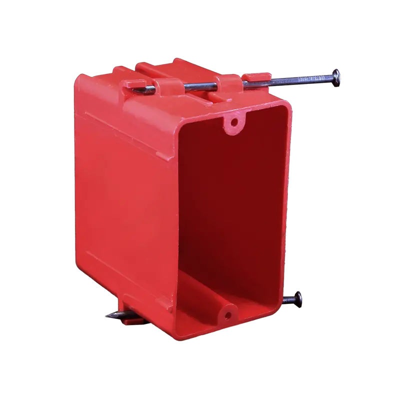 Cantex  1-Gang 18 Cu. In. Ez Box New Work Nail-On Residential Alarm Box With Knockouts Red 1