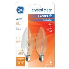 Ceiling Fan Light Bulb, 40-Watts, 120-Volt, 2-Pk. 1