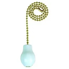 Ceiling Fan Pull Chain, Brass With White Wooden Knob, 12-In. 1