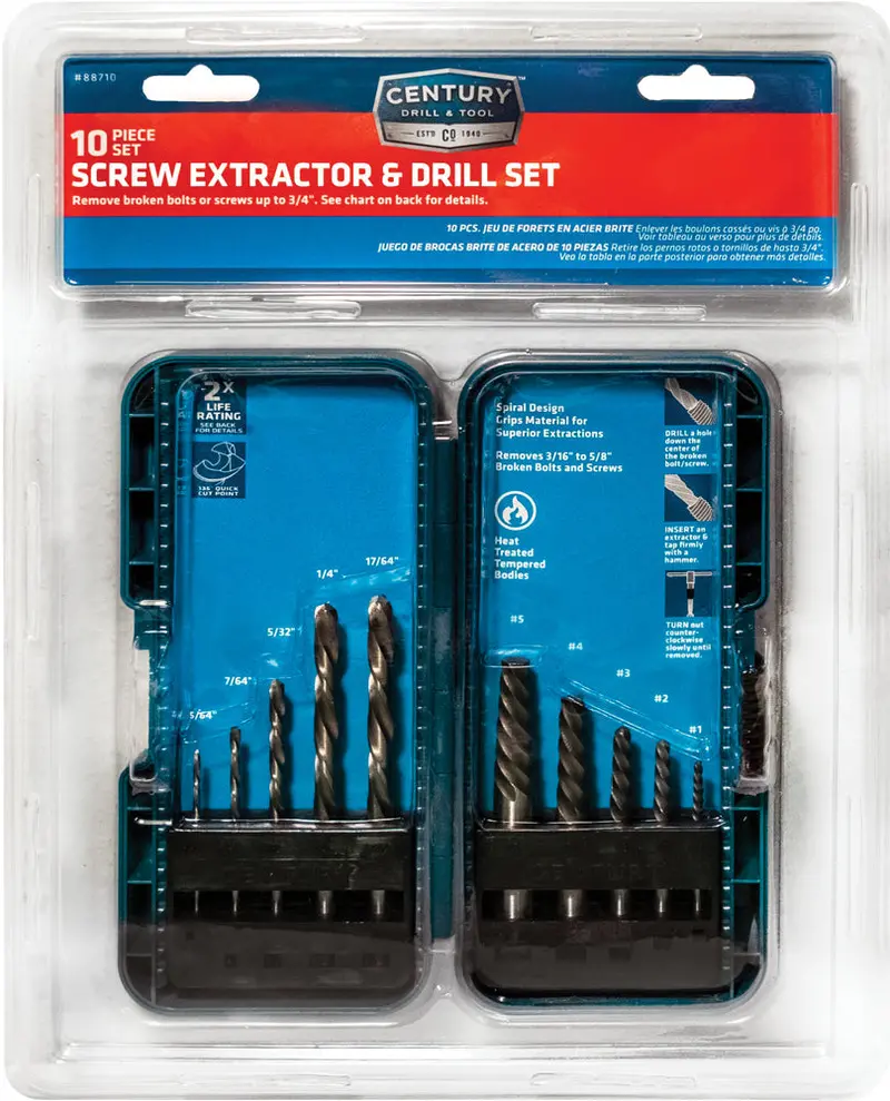 Century Drill And Tool 10 Piece Screw Extractor And Drill Bit Set 1