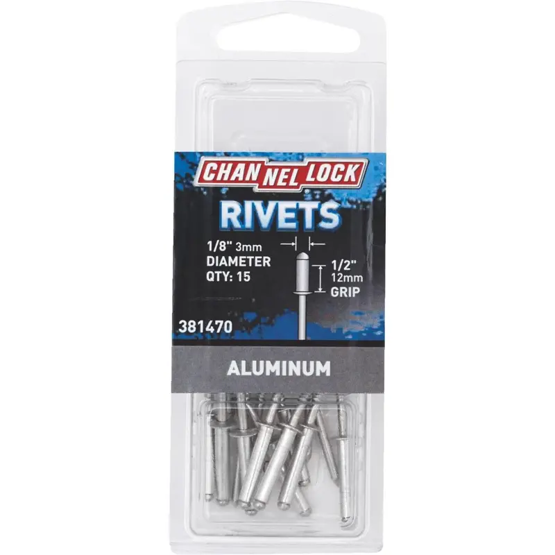 Channellock 1/8 In. Dia. X 1/2 In. Grip Aluminum Pop Rivet (15-Pack) 1