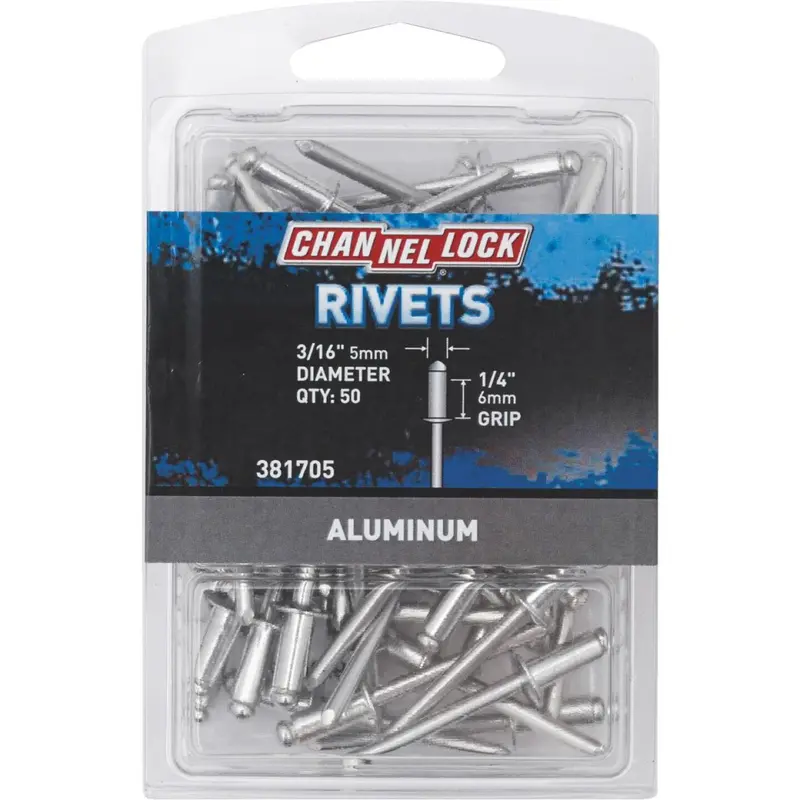 Channellock 3/16 In. Dia. X 1/4 In. Grip Aluminum Multigrip Pop Rivet (50-Pack) 1