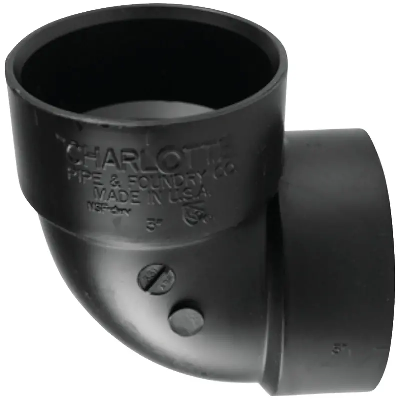 Charlotte Pipe 3 In. 90 Degree Hub X Hub Vent Abs Elbow 1