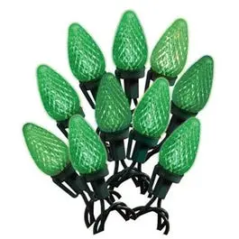 Christmas Led Light Set, C9, Green, Faceted, 25-Ct. 1