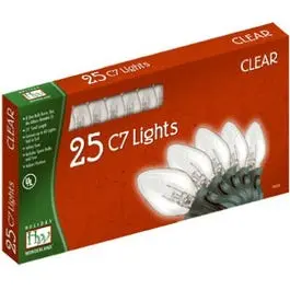 Christmas Lights Set, Clear, C7, 25-Ct. 1
