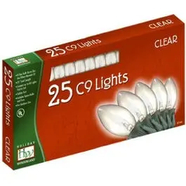 Christmas Lights Set, Clear, C9 Bulbs, 25-Ct. 1