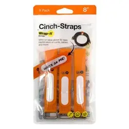 Cinch-Strap Storage Straps, Orange, 8-In., 9-Pk. 1