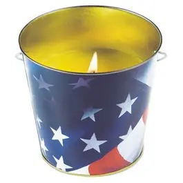 Citronella Candle, Usa Flag Metal Bucket, 16-Oz. 1