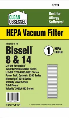 Clean Obsessed Bissell Vacuum Cleaner Filter Style 8/14 Hepa 1