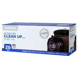 Clean Up Trash Bags, Extra Large, Black, 45-Gal., 20-Ct. 1