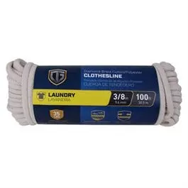 Clothesline, Diamond Braided Cotton, 3/8-In. X 100-Ft. 1