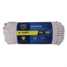 Clothesline, Diamond Braided Cotton, 3/8-In. X 200-Ft. 1