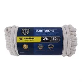 Clothesline, Pvc Diamond Braided Cotton, 3/8-In. X 50-Ft. 1