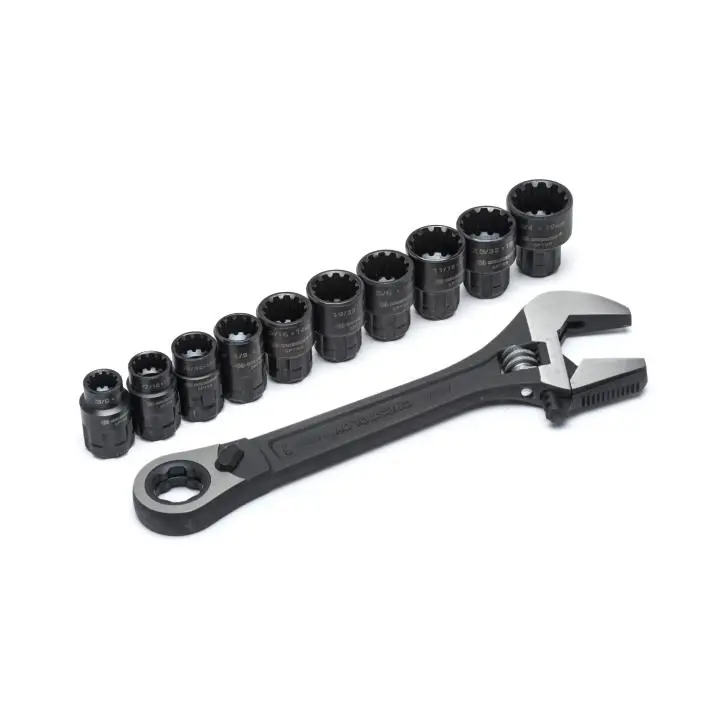 Crescent 11 Pc. Pass-Thru™ X6™ Black Oxide Adjustable Wrench And Spline Socket Set 1
