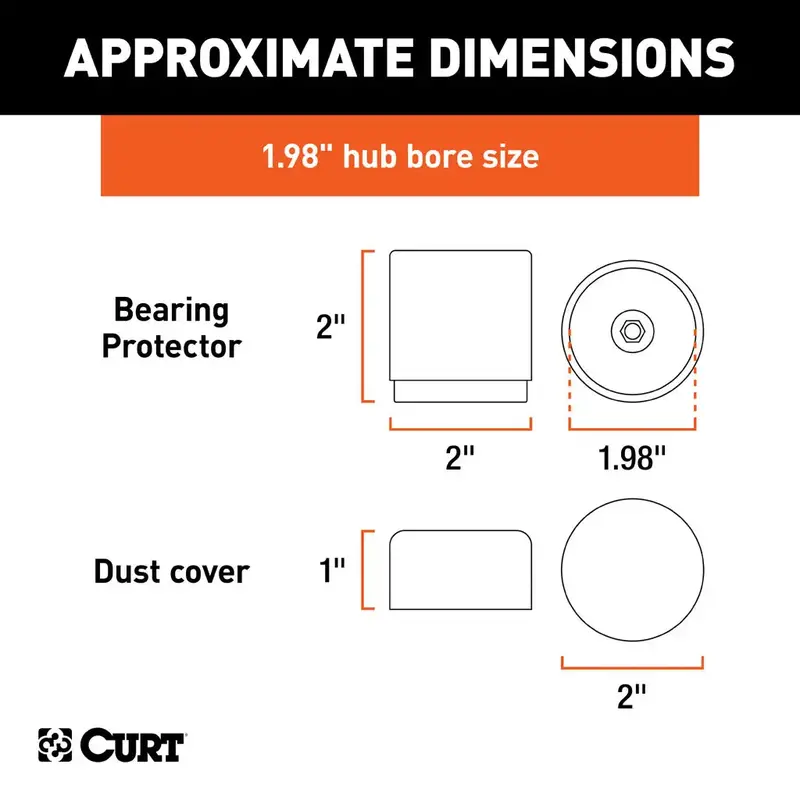Curt 1.98" Bearing Protectors & Covers (2-Pack) #22198 2