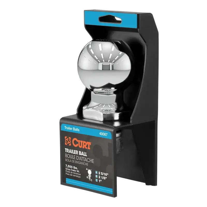 Curt 2-5/16" Trailer Ball (1" X 2-1/8" Shank, 7,500 Lbs., Chrome, Packaged) #40067 1