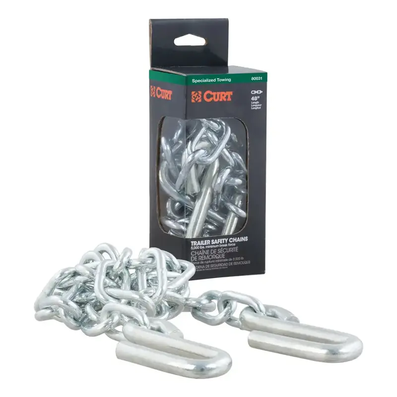 Curt 48" Safety Chain With 2 S-Hooks (5,000 Lbs, Clear Zinc, Packaged) 1