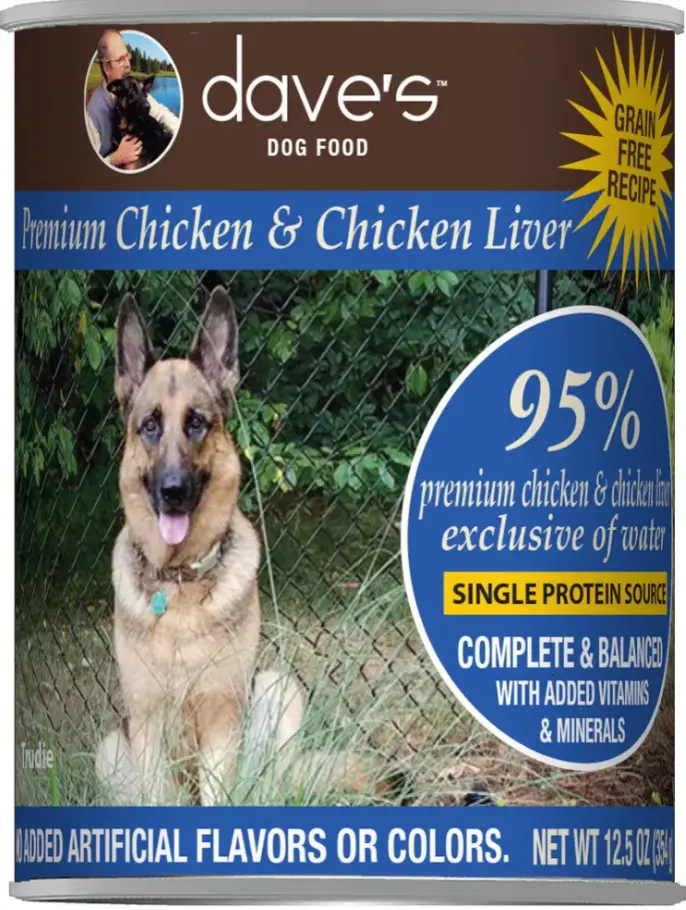 Dave's 95% Premium Chicken & Chicken Liver Recipe Canned Dog Food 1