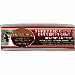 Dave's Pet Food Grain Free Shredded Chicken Dinner In Gravy Canned Cat Food 1