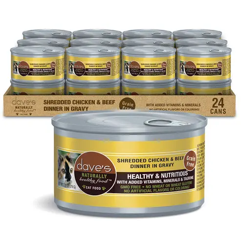Dave's Pet Food Shredded Chicken & Beef Dinner In Gravy 1