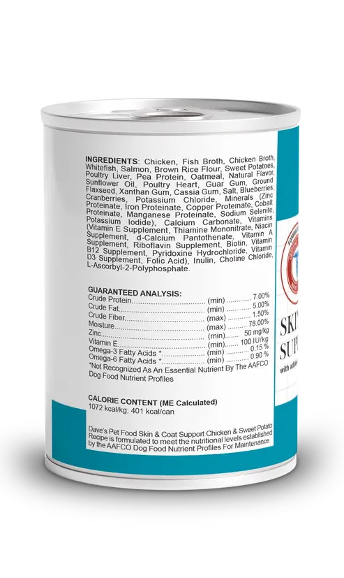 Dave's Restricted Skin & Coat Support, Chicken & Sweet Potato Recipe For Dogs 2