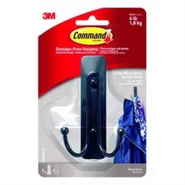 Decorative Double Hook, Matte Black, 4-Lb. 1